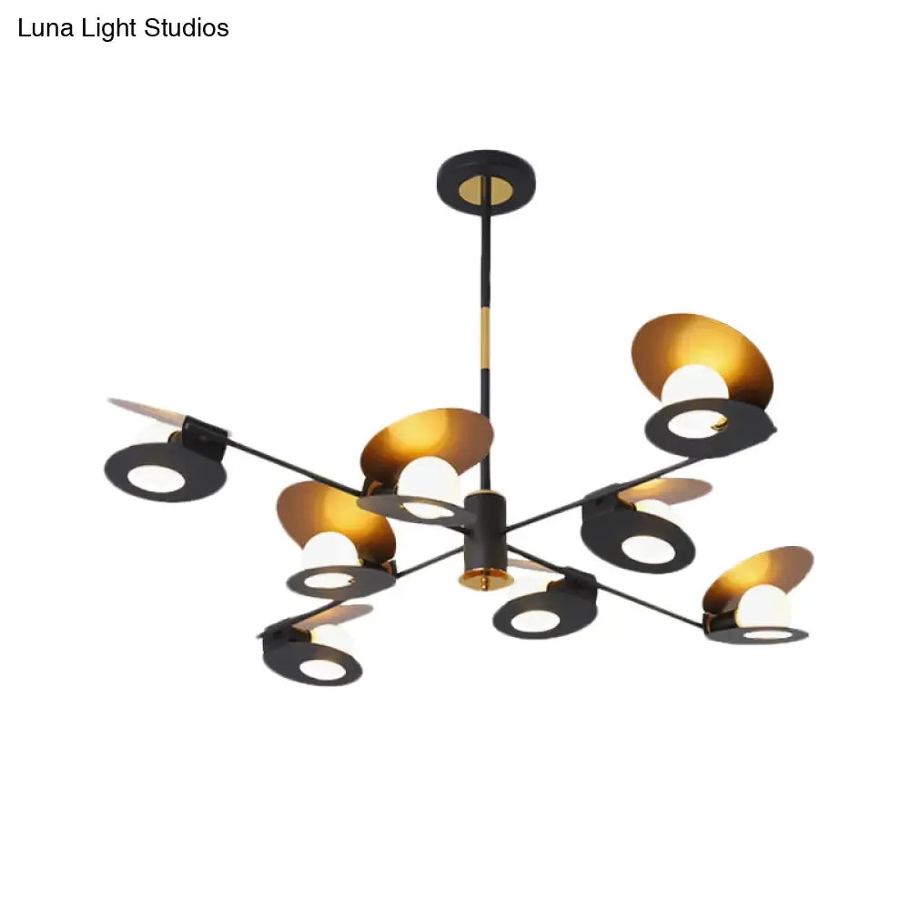 Contemporary Mussel-Shaped Ceiling Chandelier: 6/8-Bulb Living Room Suspension Lamp in Blue/Black & Gold