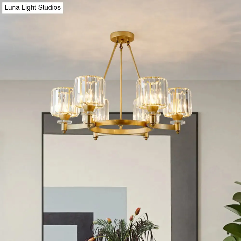 Contemporary Prismatic Crystal Chandelier - Black/Gold - 3/6/8 Head Suspension Lamp for Dining Room Ceiling