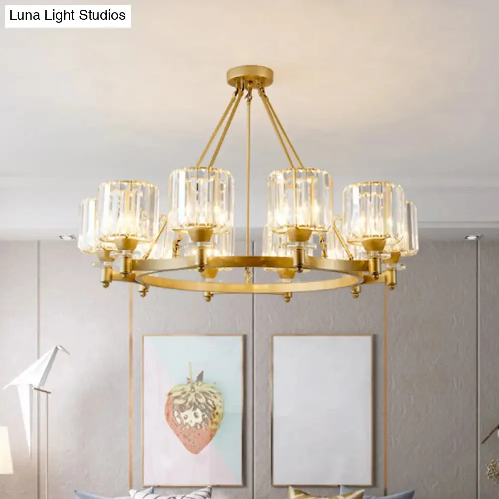 Contemporary Prismatic Crystal Chandelier - Black/Gold - 3/6/8 Head Suspension Lamp for Dining Room Ceiling