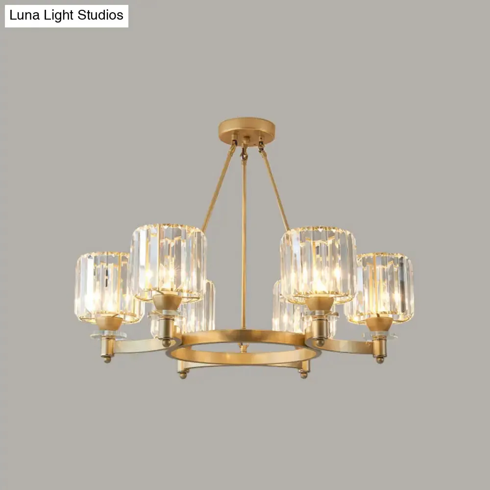 Contemporary Prismatic Crystal Chandelier - Black/Gold - 3/6/8 Head Suspension Lamp for Dining Room Ceiling