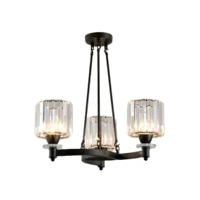 Contemporary Prismatic Crystal Chandelier - Black/Gold - 3/6/8 Head Suspension Lamp for Dining Room Ceiling