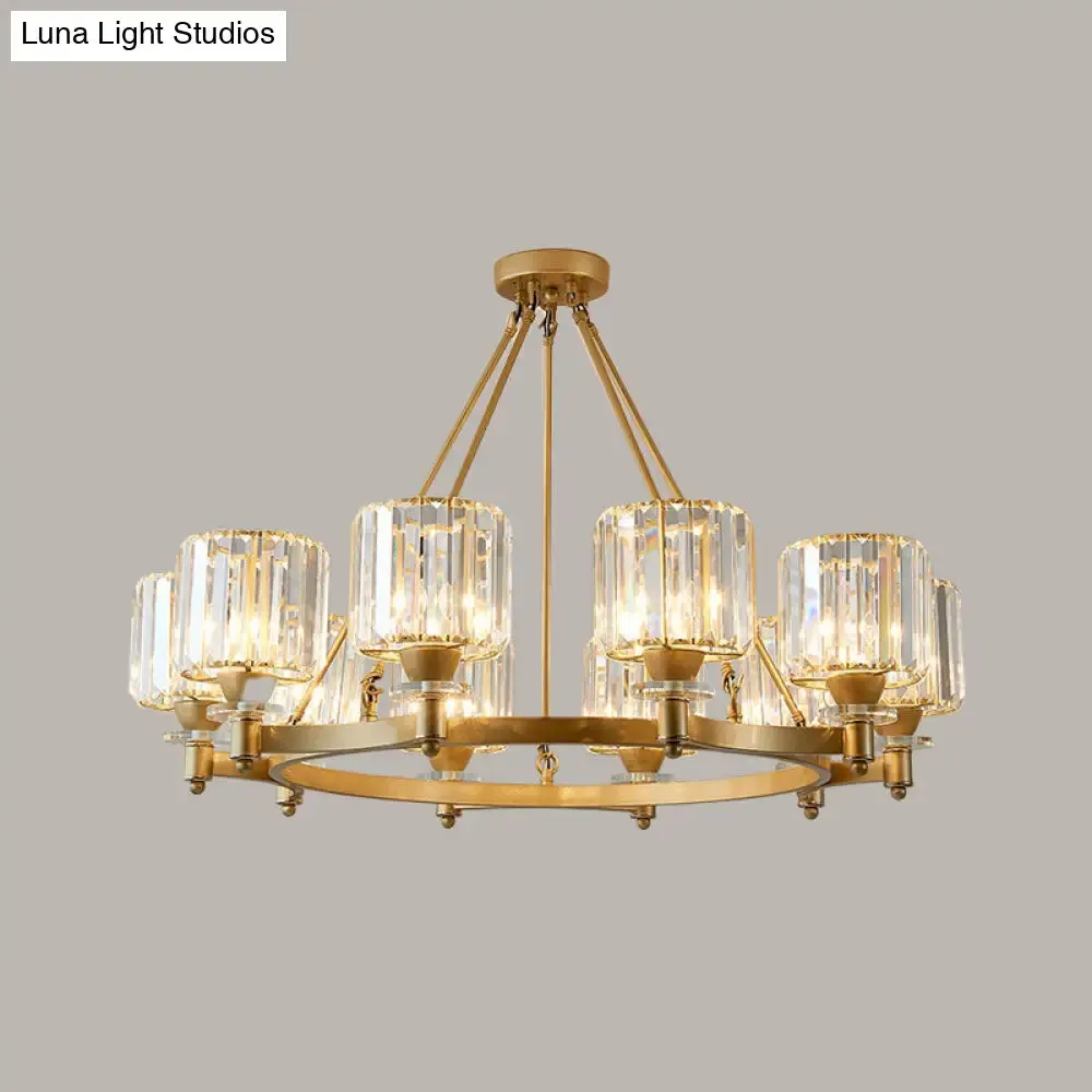 Contemporary Prismatic Crystal Chandelier - Black/Gold - 3/6/8 Head Suspension Lamp for Dining Room Ceiling