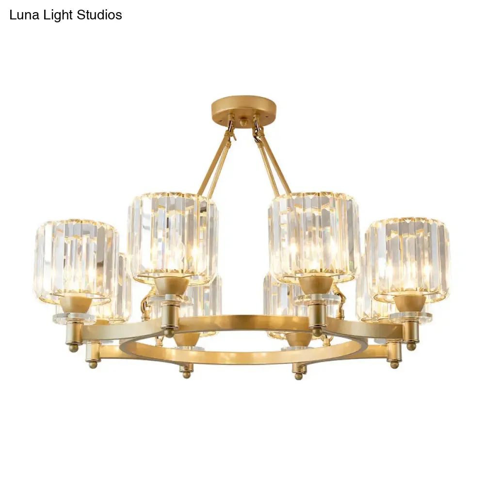 Contemporary Prismatic Crystal Chandelier - Black/Gold - 3/6/8 Head Suspension Lamp for Dining Room Ceiling