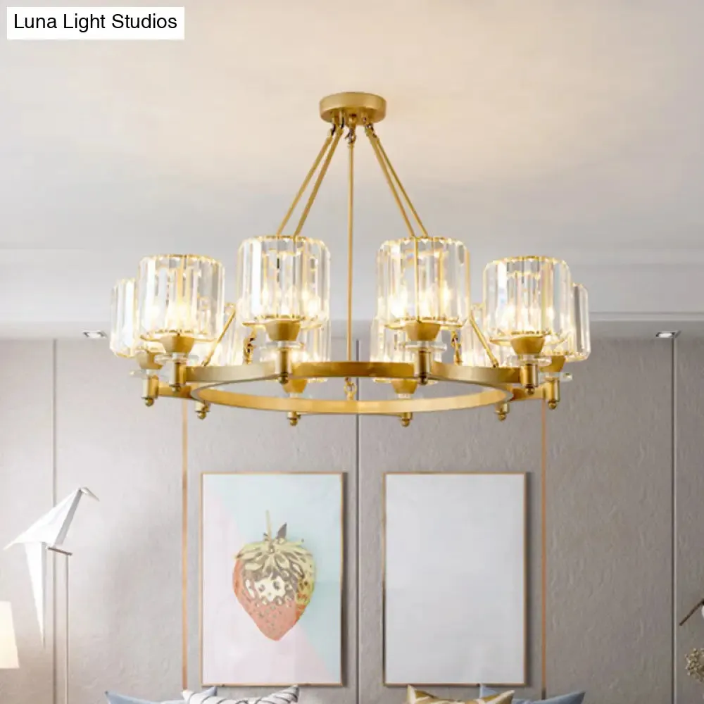 Contemporary Prismatic Crystal Chandelier - Black/Gold - 3/6/8 Head Suspension Lamp for Dining Room Ceiling