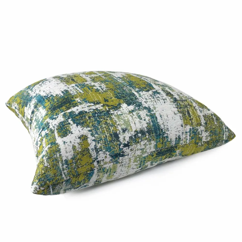 Conti Green Teal White Abstract Woven Texture Pillow Cover