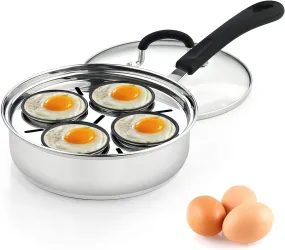 Cook N Home 4 Cup Stainless Steel Egg Poacher Pan 8"