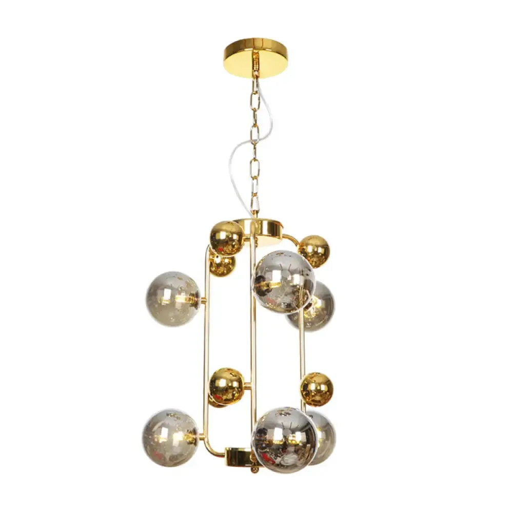 Copper/Gold Finish Industrial Chandelier with Clear/Amber/Smoke Gray Mirror Glass – 6/8/10 Heads Ceiling Light for Living Room