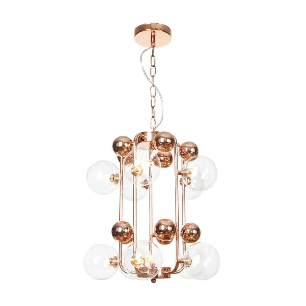 Copper/Gold Finish Industrial Chandelier with Clear/Amber/Smoke Gray Mirror Glass – 6/8/10 Heads Ceiling Light for Living Room