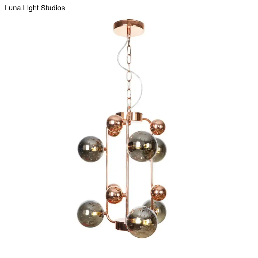 Copper/Gold Finish Industrial Chandelier with Clear/Amber/Smoke Gray Mirror Glass – 6/8/10 Heads Ceiling Light for Living Room