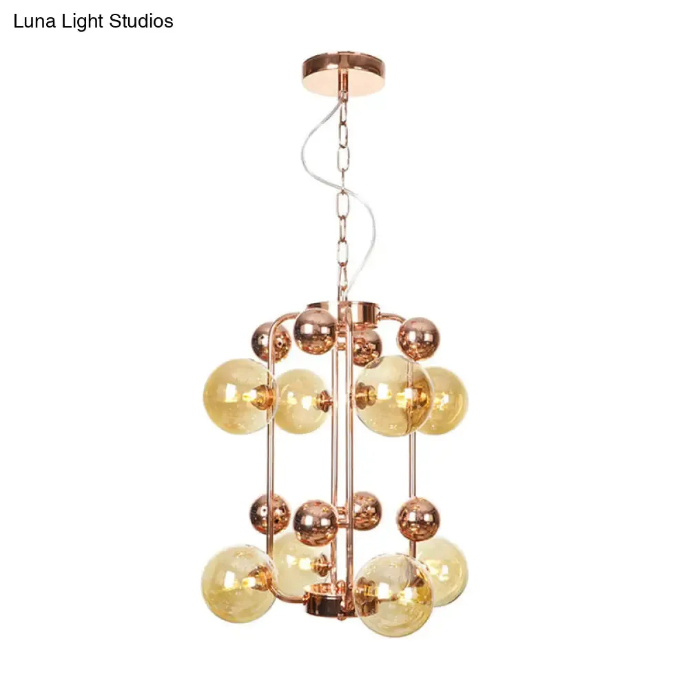 Copper/Gold Finish Industrial Chandelier with Clear/Amber/Smoke Gray Mirror Glass – 6/8/10 Heads Ceiling Light for Living Room