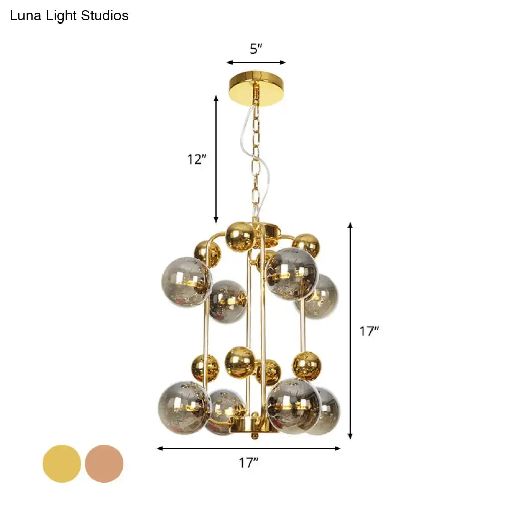 Copper/Gold Finish Industrial Chandelier with Clear/Amber/Smoke Gray Mirror Glass – 6/8/10 Heads Ceiling Light for Living Room