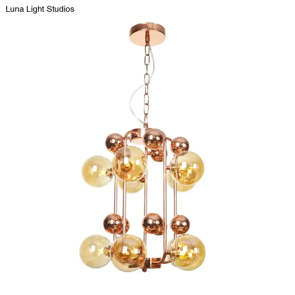 Copper/Gold Finish Industrial Chandelier with Clear/Amber/Smoke Gray Mirror Glass – 6/8/10 Heads Ceiling Light for Living Room