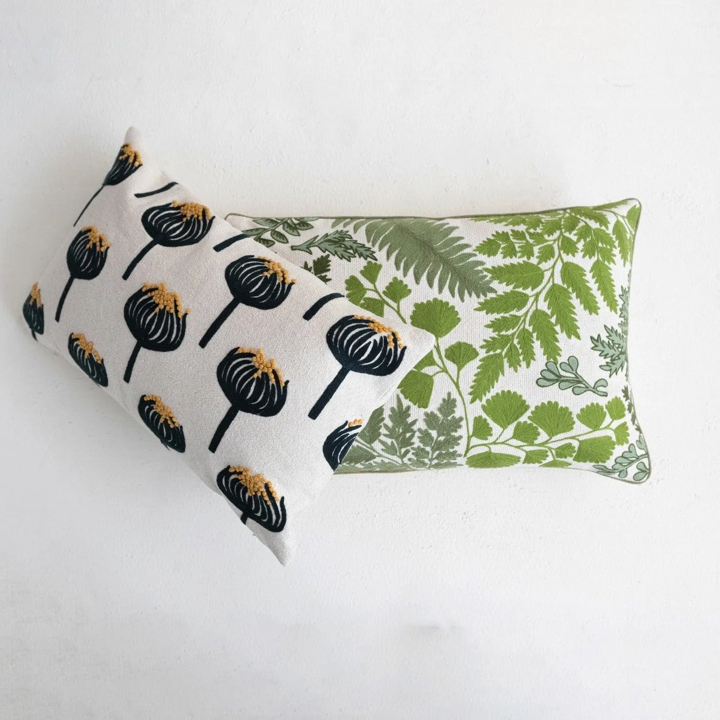 Cotton Embroidered Lumbar Pillow