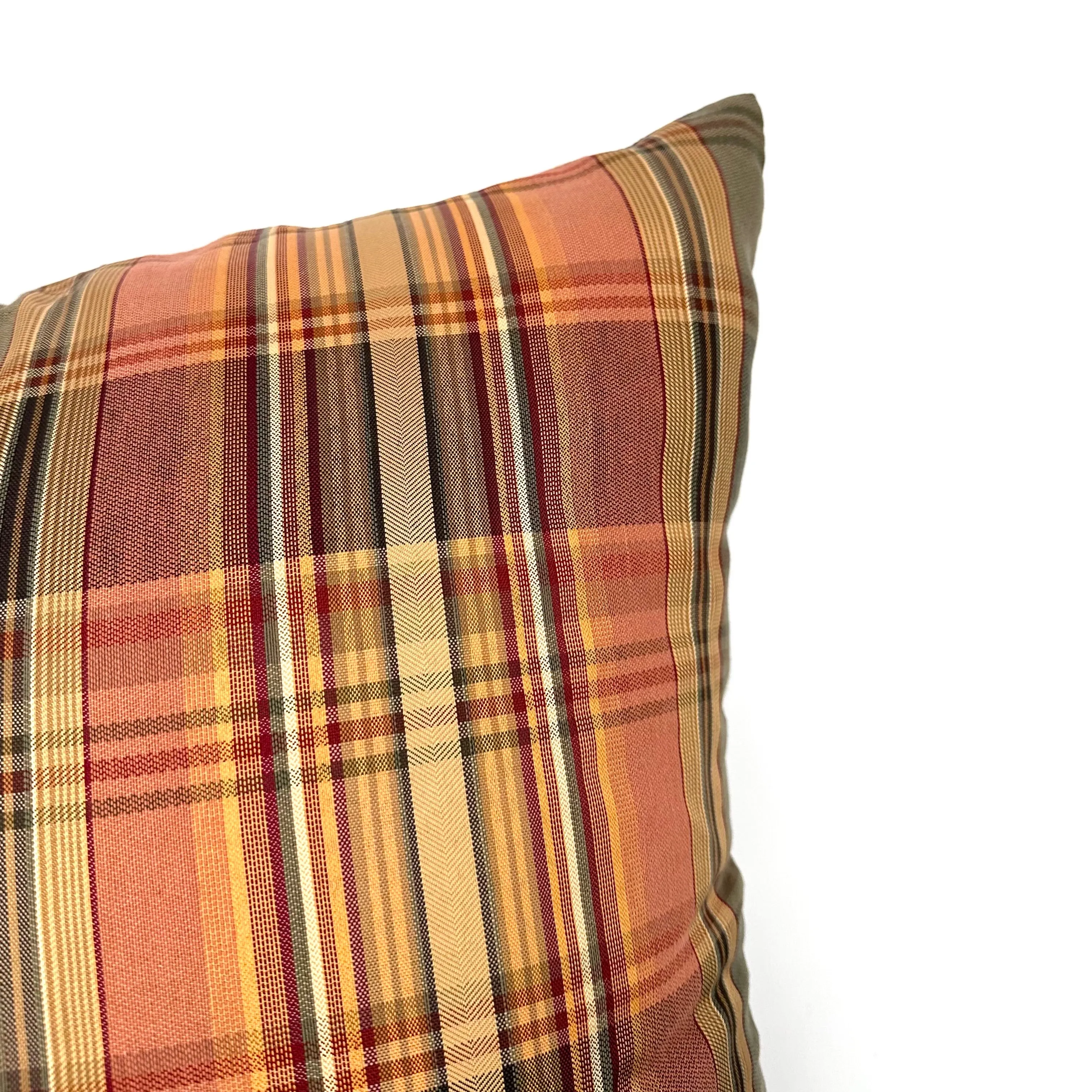 Country Plaid Cotton Throw Pillow Cover 22x22