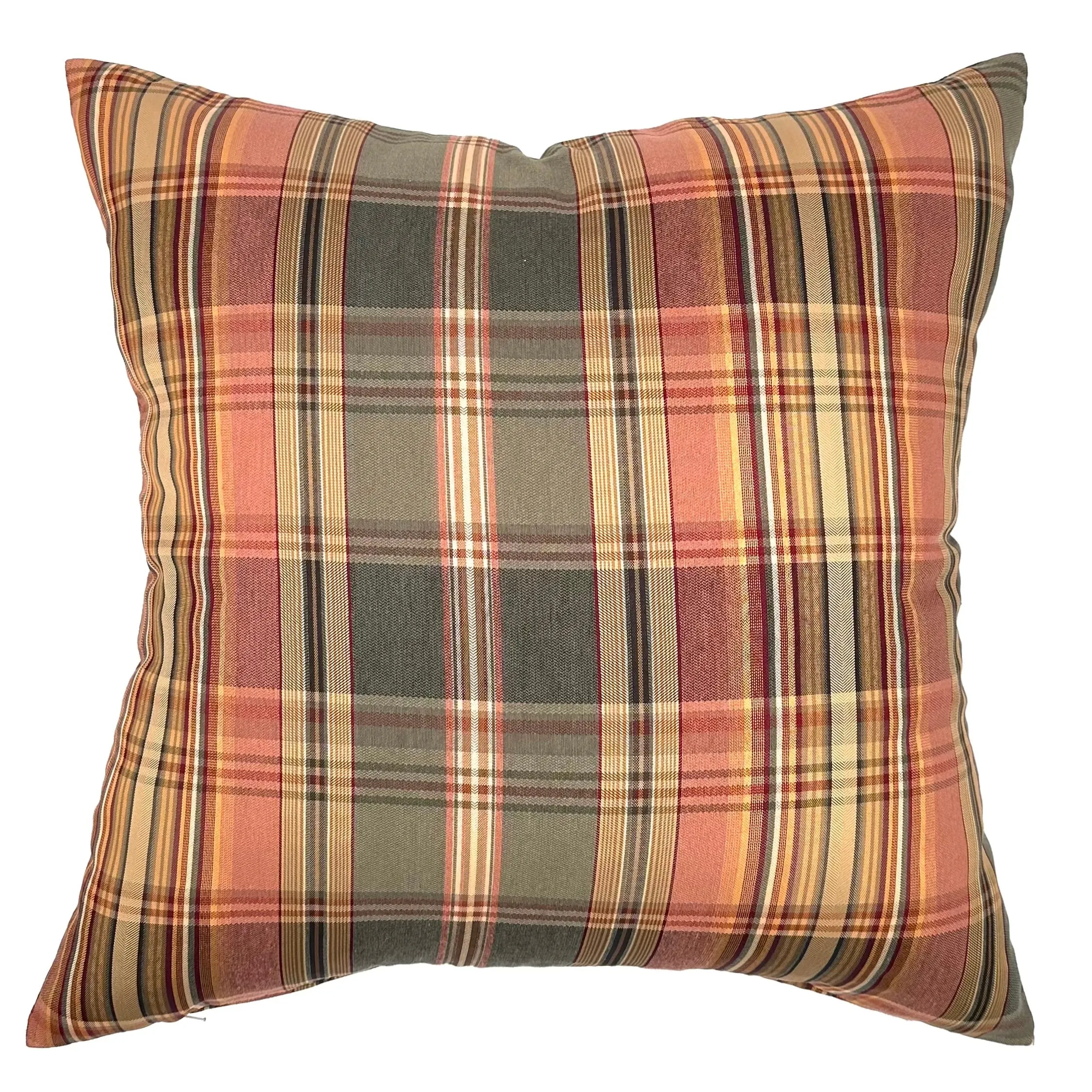 Country Plaid Cotton Throw Pillow Cover 22x22