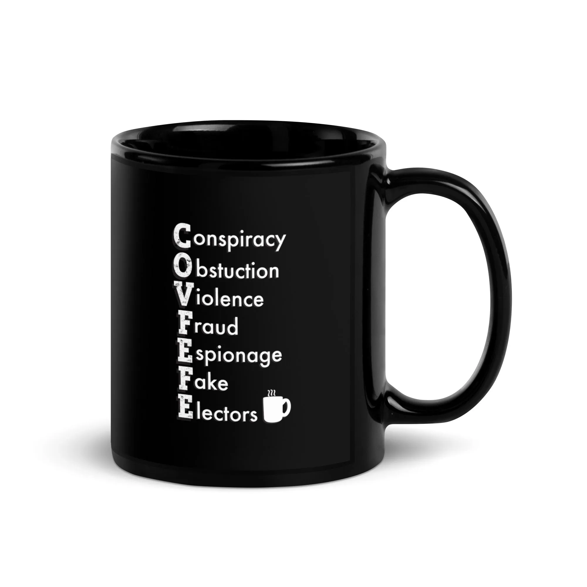 COVFEFE - Grounds for Indictment Black Glossy Mug1