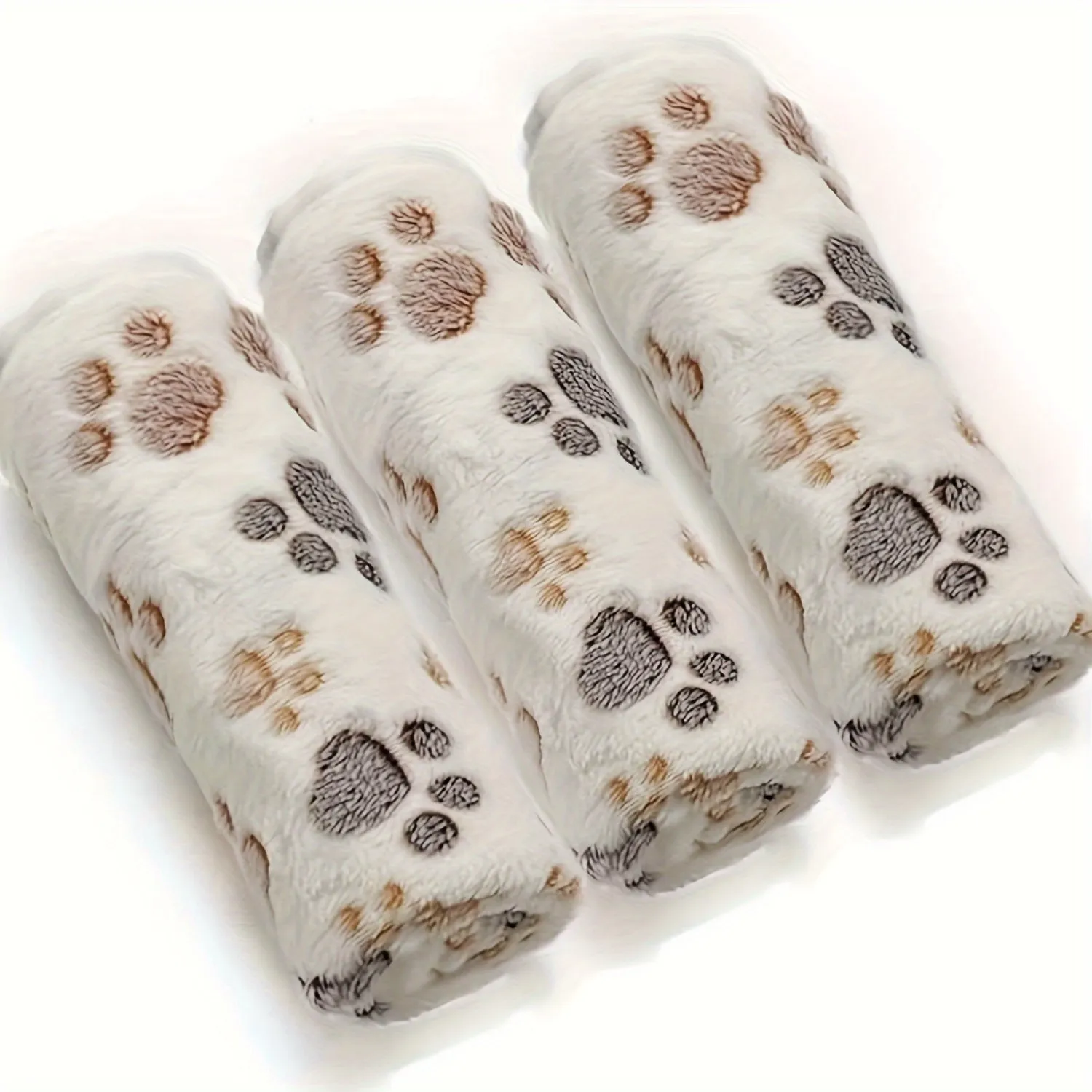 Cozy Washable Pet Blanket with White Dog Paw Pattern