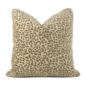 Cream & Sand Leopard Animal Spot Pattern Chenille Pillow Cover