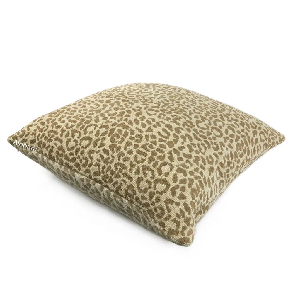 Cream & Sand Leopard Animal Spot Pattern Chenille Pillow Cover