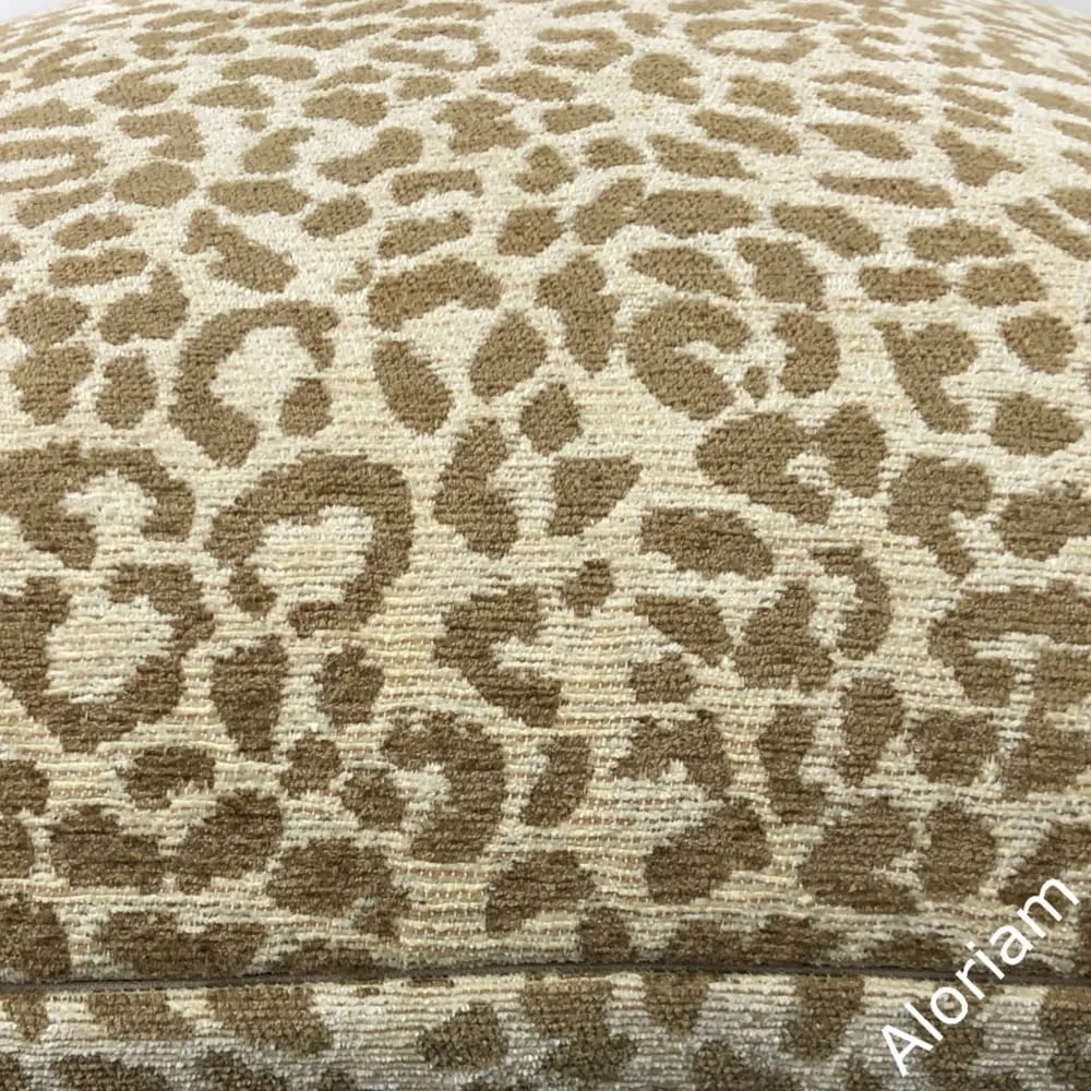 Cream & Sand Leopard Animal Spot Pattern Chenille Pillow Cover