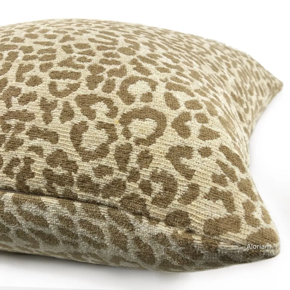 Cream & Sand Leopard Animal Spot Pattern Chenille Pillow Cover