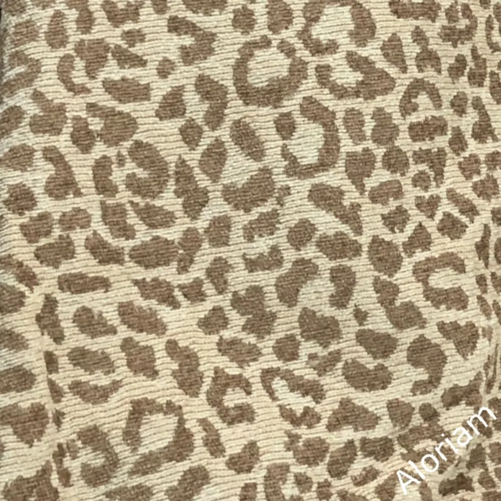 Cream & Sand Leopard Animal Spot Pattern Chenille Pillow Cover