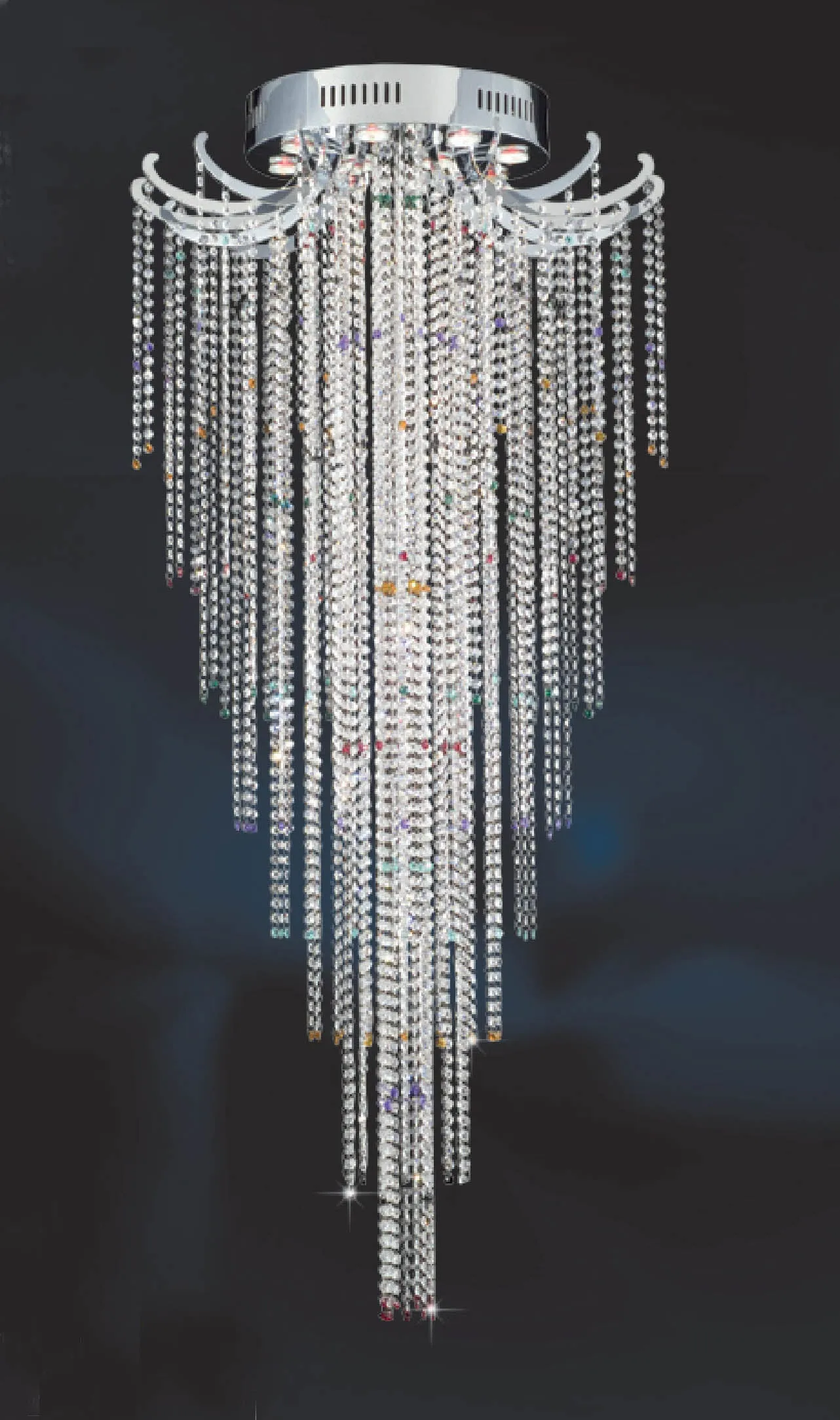 Crystal Chandelier W:32 x H:71 Genuine Magnificent Crystal Prisms 10 Lights