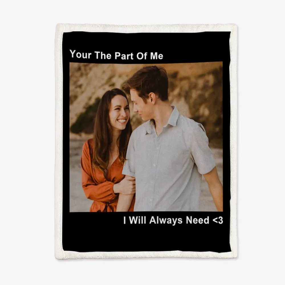 Custom Photo&Text Fleece Blanket Gift for Family/Couple