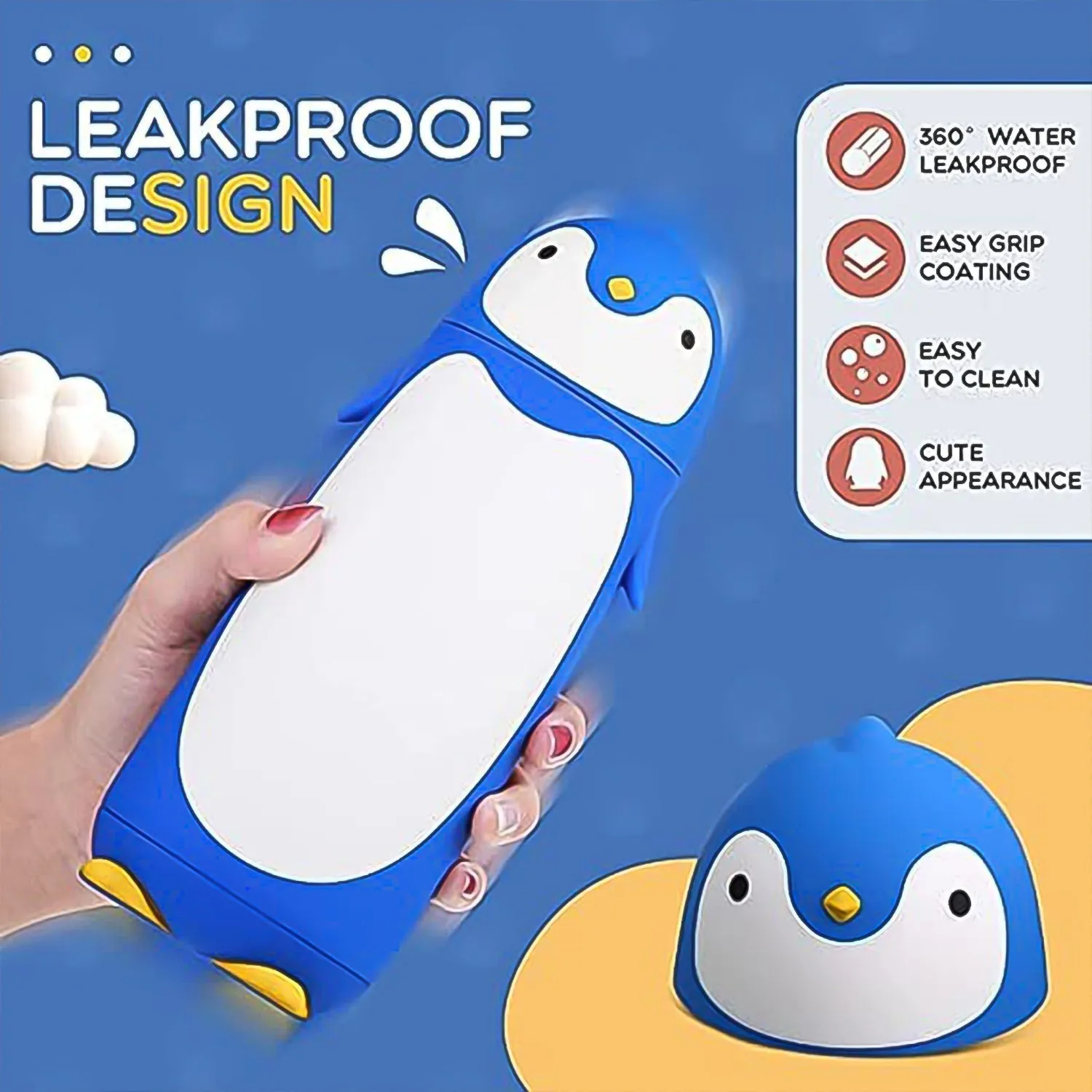 Customize Penguin Water Bottle Penguin Cartoon Water Bottle (Customize Your Name On This Bottle)