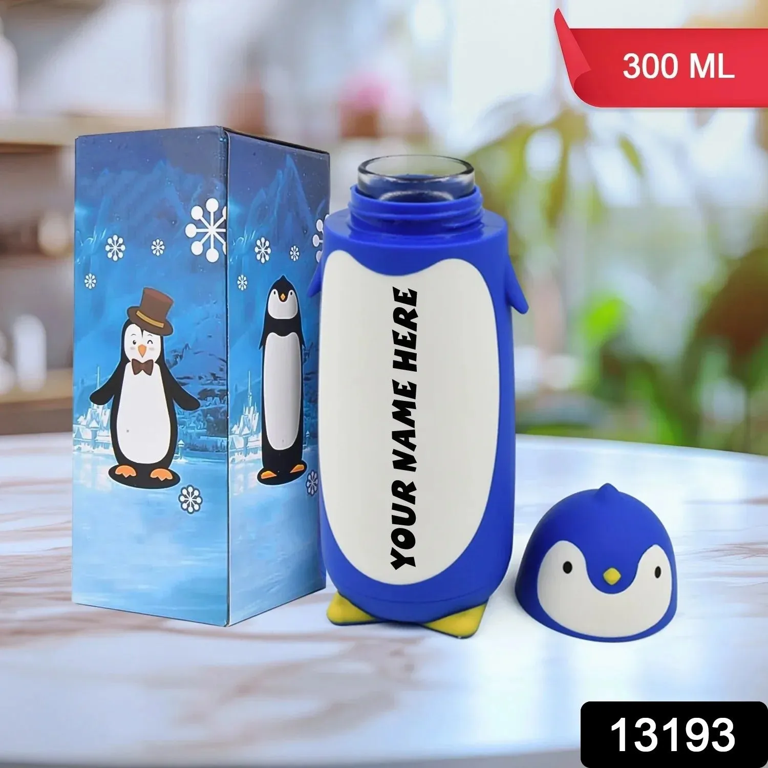 Customize Penguin Water Bottle Penguin Cartoon Water Bottle (Customize Your Name On This Bottle)