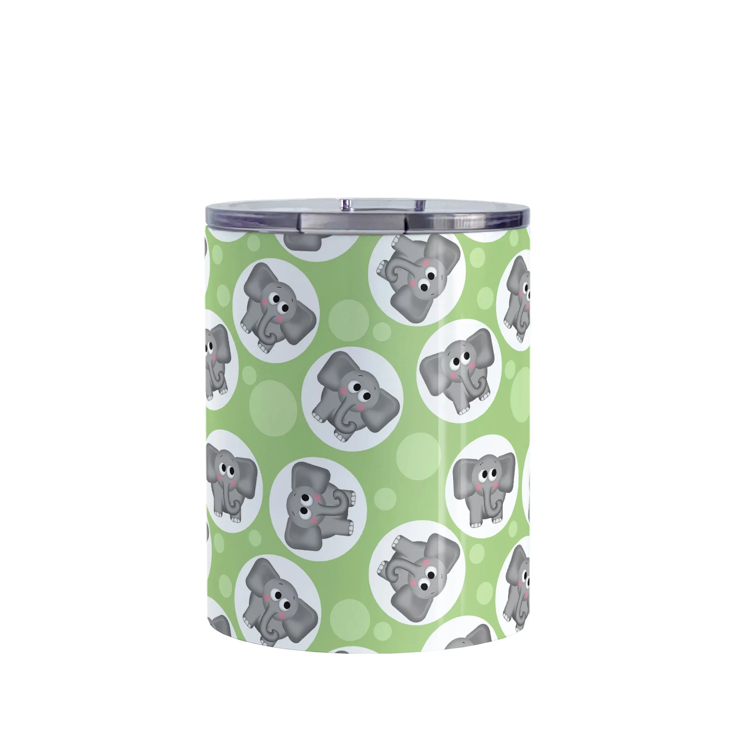 Cute Green Elephant Pattern Tumbler Cup