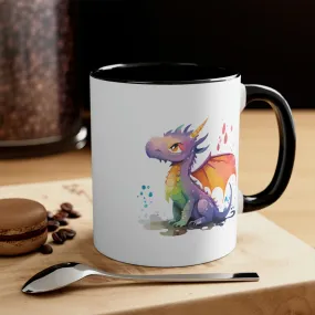 Cute Watercolor Dragon 03 - Accent Coffee Mug, 11oz