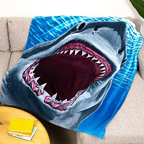 Dawhud Direct Great White Shark Fleece Blanket for Bed 50x60 Inch Blanket