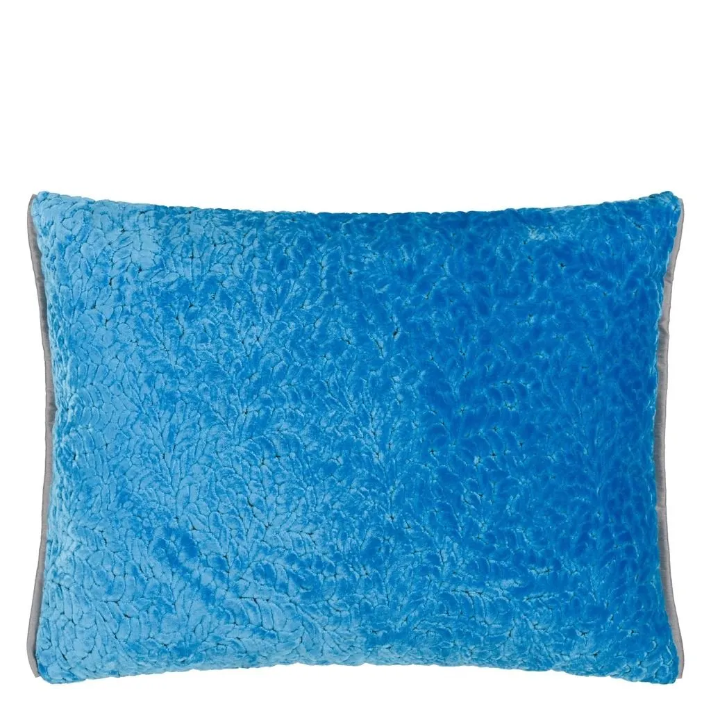 Designers Guild Cartouche Azure Velvet Decorative Pillow