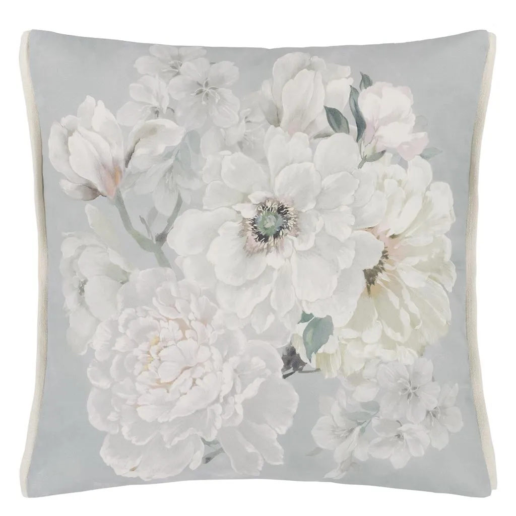 Designers Guild Fleur Blanche Platinum Cotton Decorative Pillow