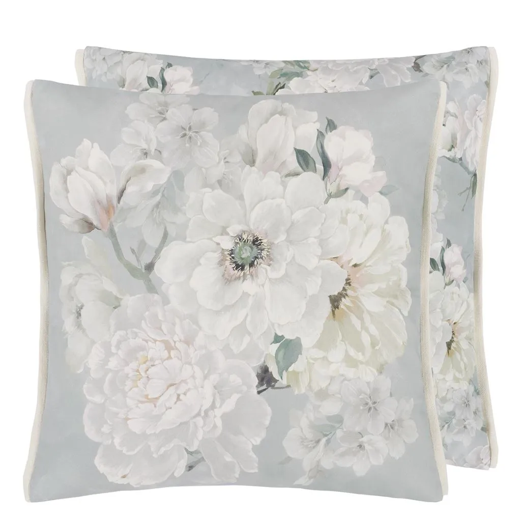 Designers Guild Fleur Blanche Platinum Cotton Decorative Pillow