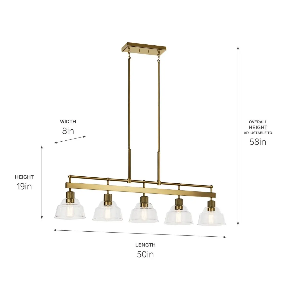 Eastmont 50 in. 5 Lights Chandelier Brushed Brass finish