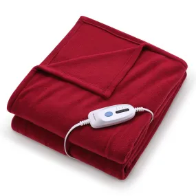 Electric Heated Blanket Twin Size 62'' x 84'' Super Cozy Soft Fleece Fast Heating & ETL Certification with 10 Hours Auto-Off & 4 Heating Levels - Red Wine