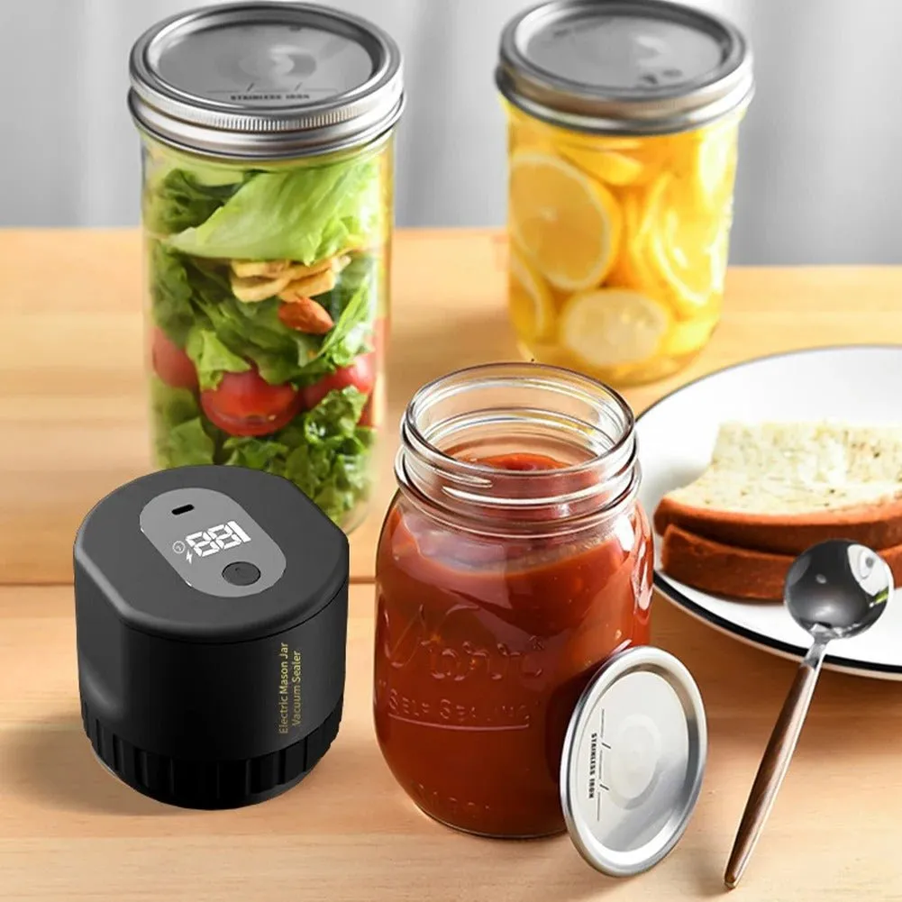 Electric Mason Jar Vacuum Sealer - Cordless Sealer Kit for Wide-Mouth and Regular-Mouth for Food Storage