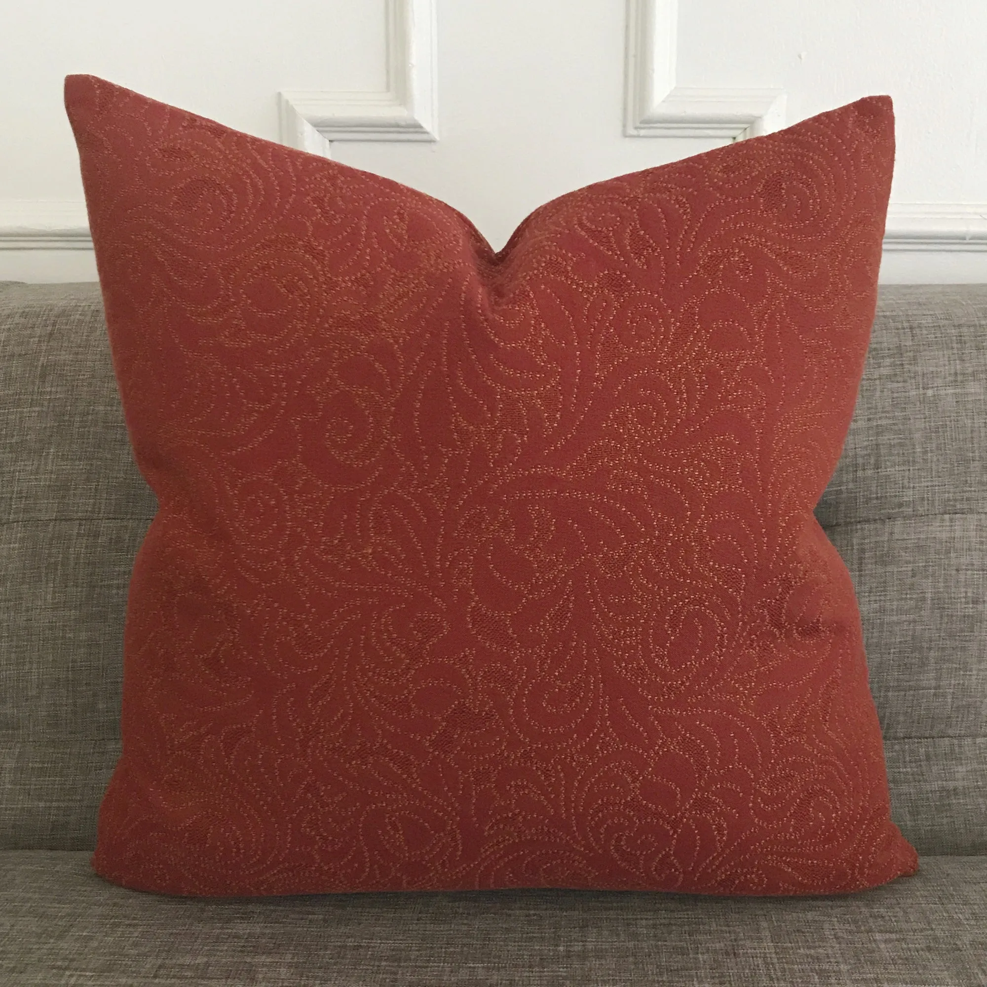 Embroidered Floral Burgundy Decorative Pillow Cover 20x20