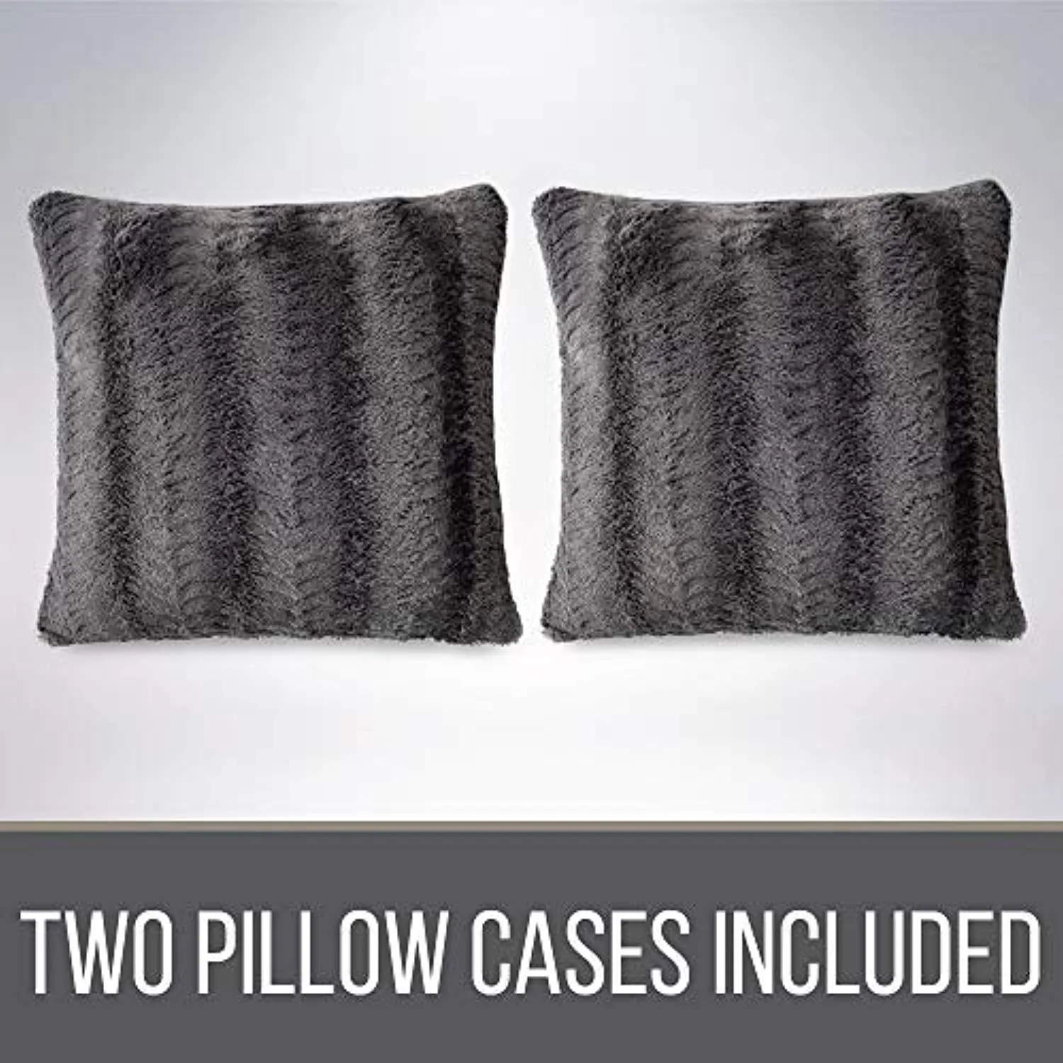 Faux Fur Pillowcases, Set of 2 Decorative Case Sets-18x18