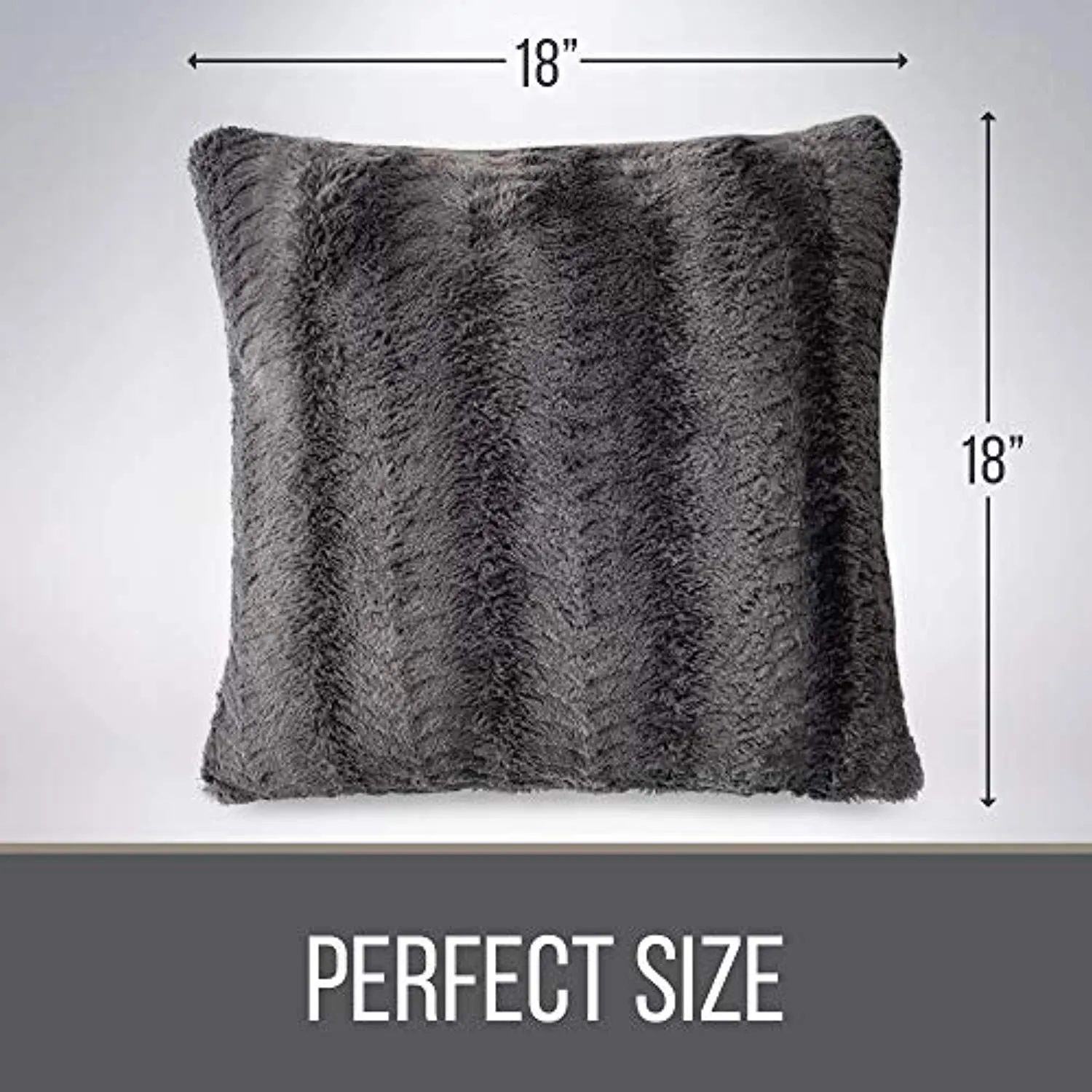 Faux Fur Pillowcases, Set of 2 Decorative Case Sets-18x18