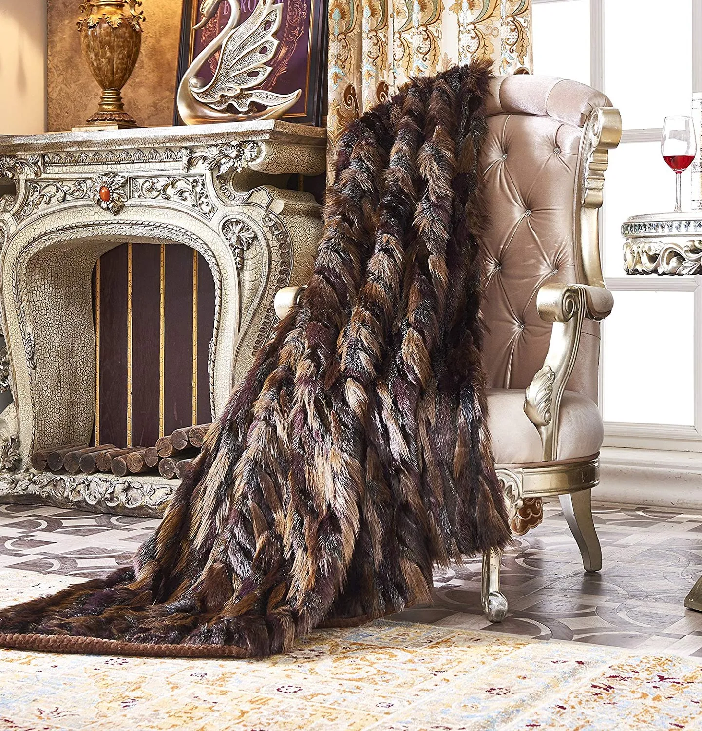 Faux Fur Throw, Fur Blankets Super Soft  60"x70