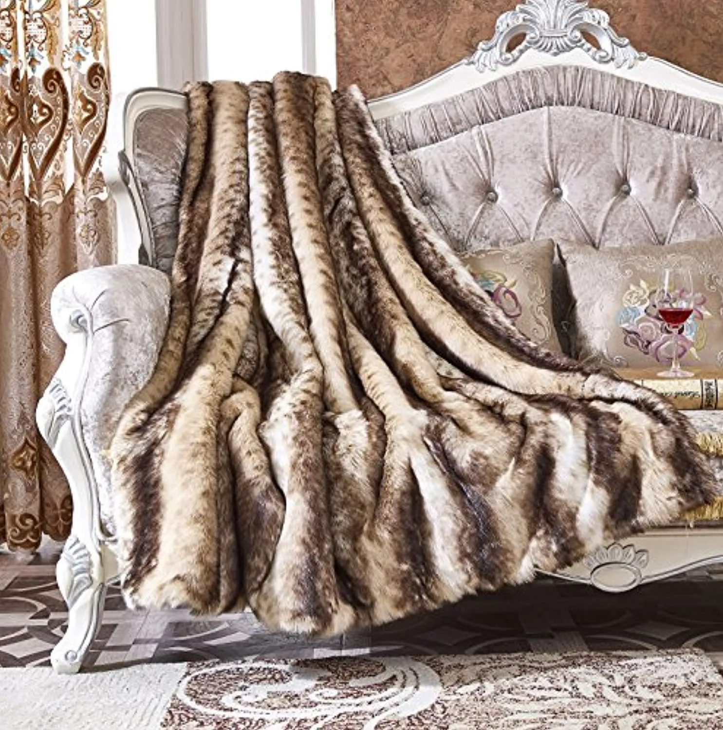 Faux Fur Throw, Fur Blankets Super Soft  60"x70