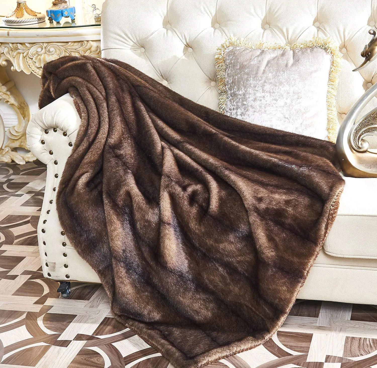 Faux Fur Throw, Fur Blankets Super Soft  60"x70