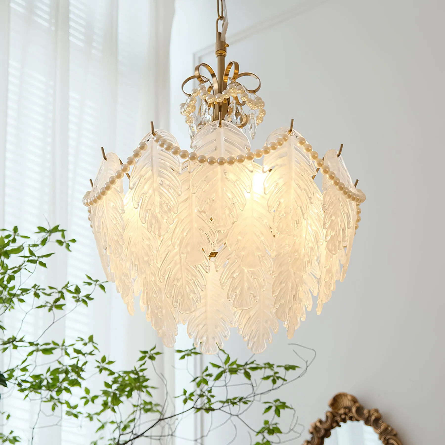 Feather Glass Chandelier