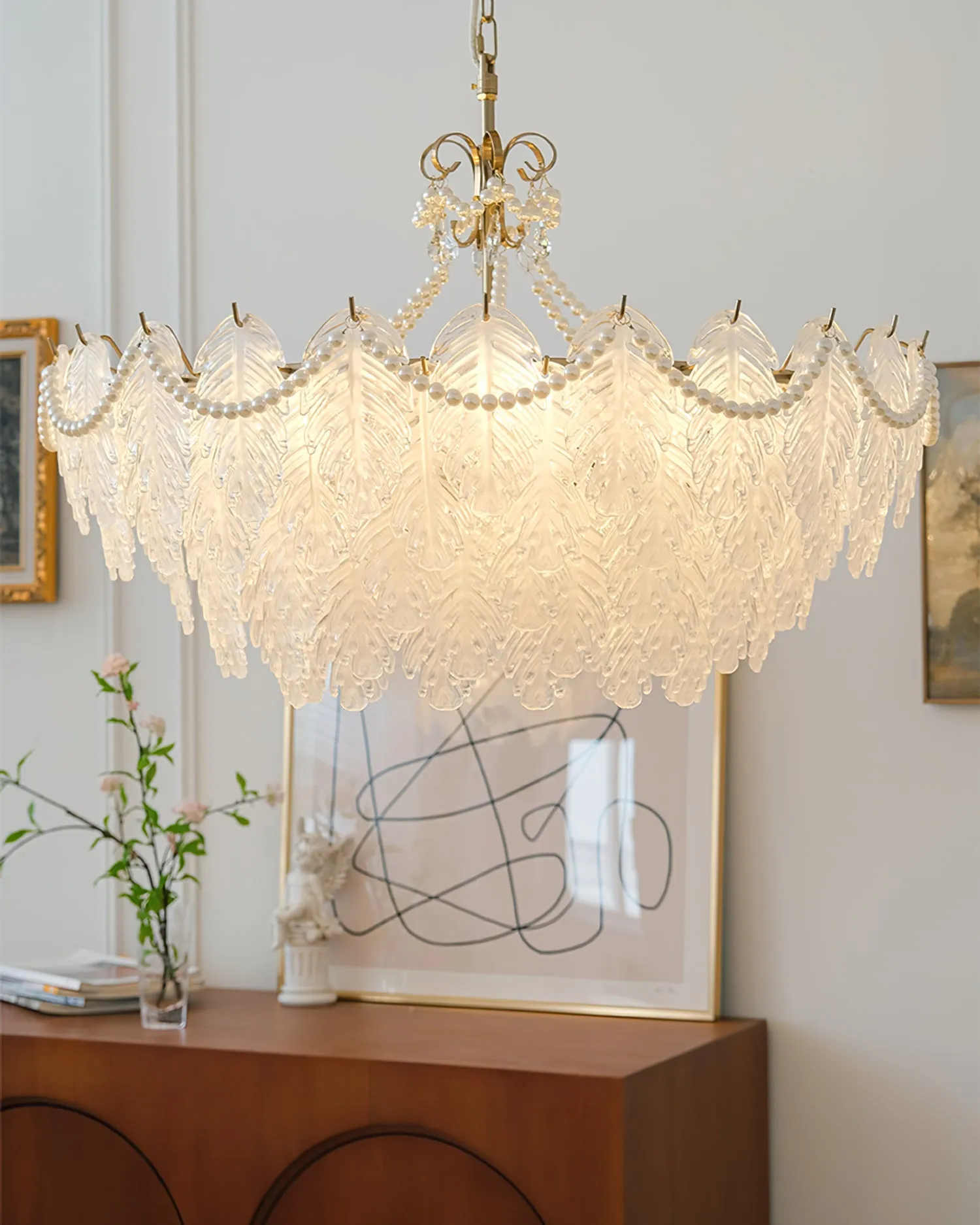 Feather Glass Chandelier