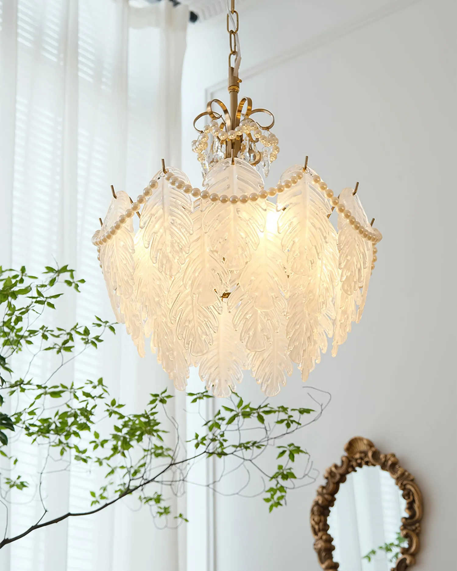 Feather Glass Chandelier