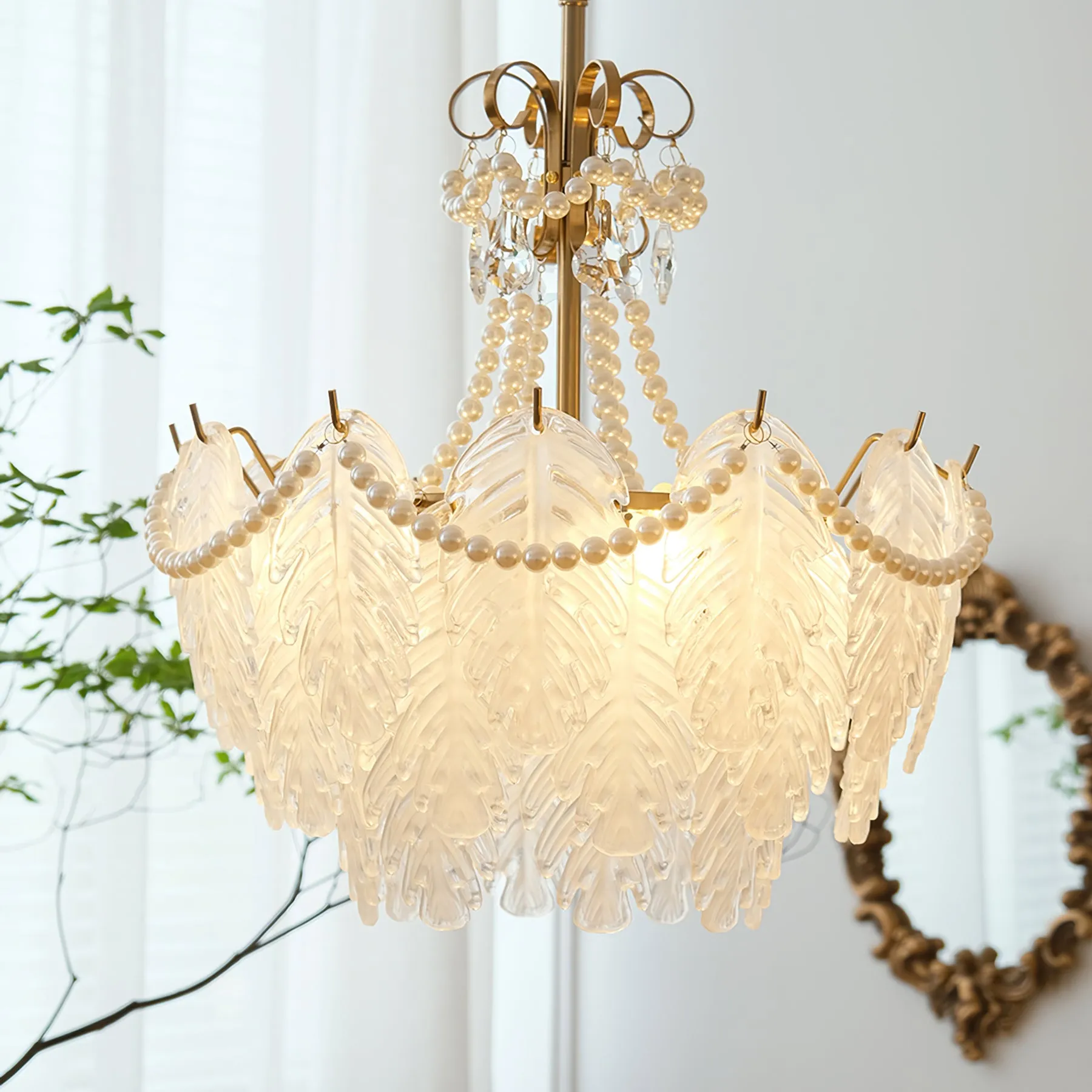 Feather Glass Chandelier