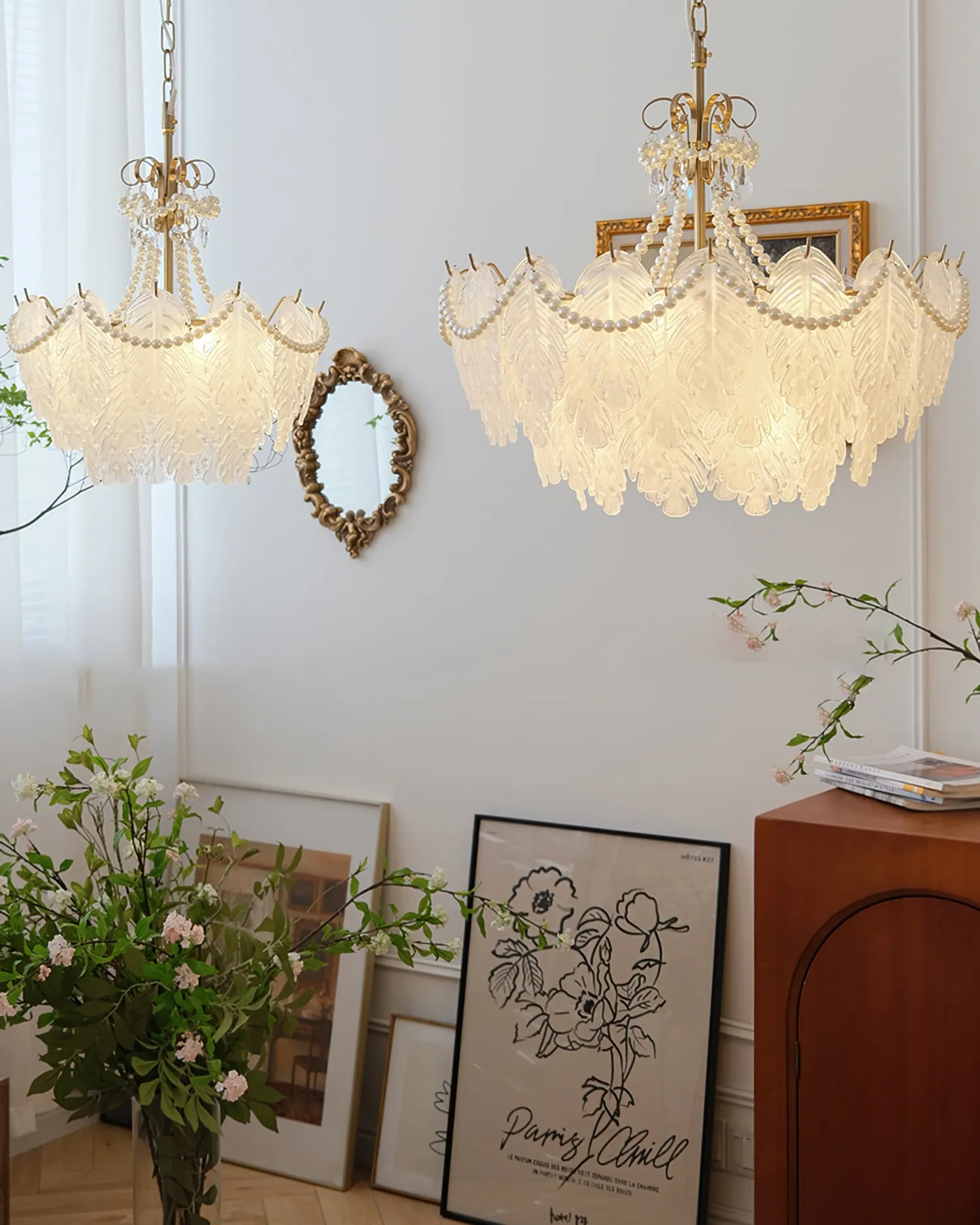 Feather Glass Chandelier